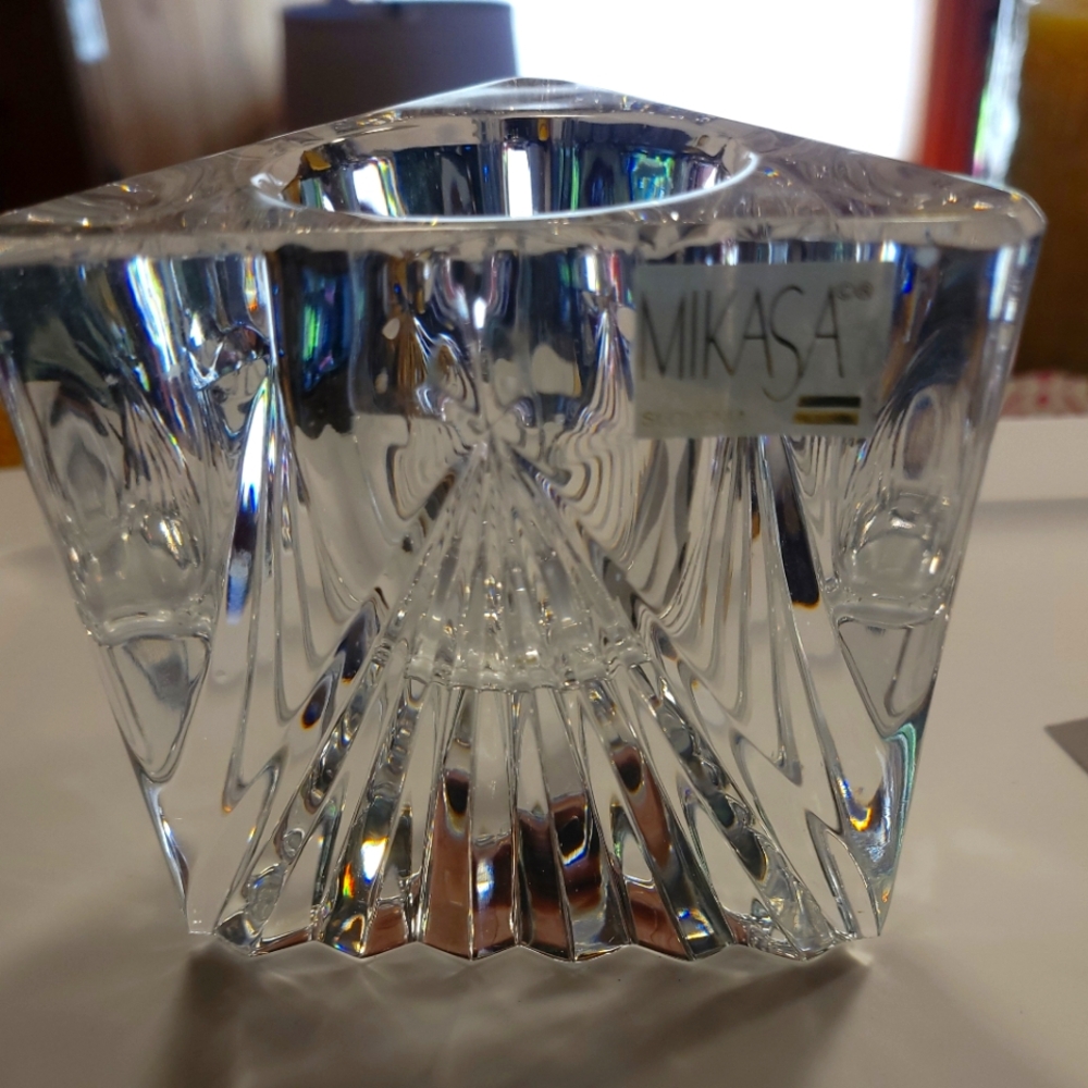 Mikasa Silver Crystal Art Candle Holder